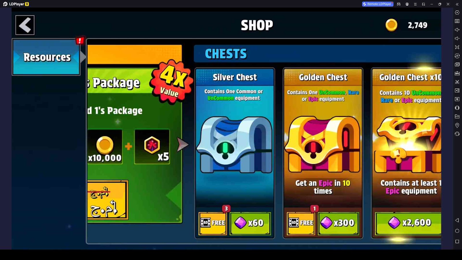 Open Chests and Earn Resources 