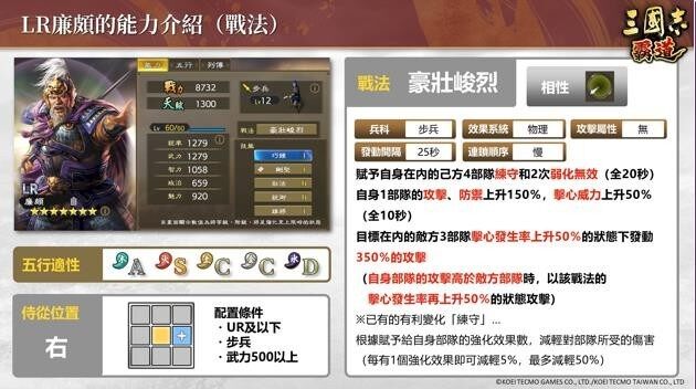《三國志 霸道》全新武將LR龐德、LR廉頗登場！