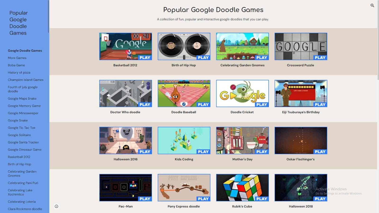 Google Doodle Games