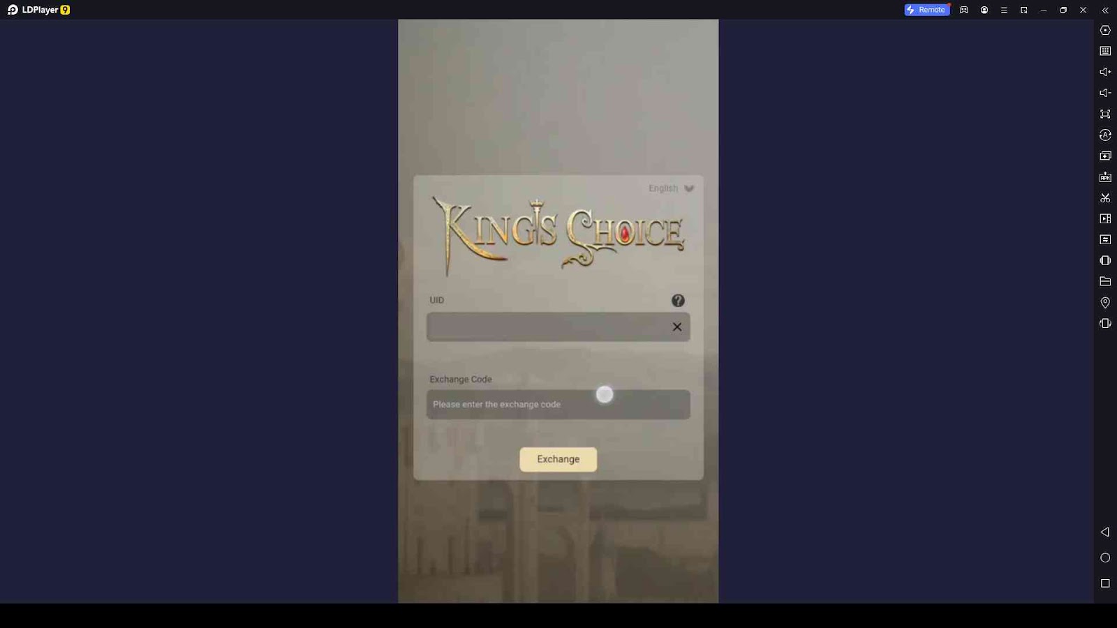 Redeeming Process for the Codes in King's Choice