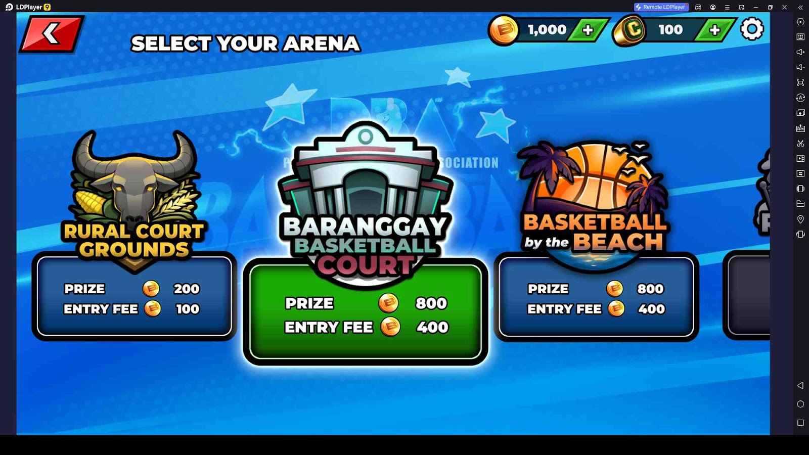 Choose Your Arena and Challenge Players 