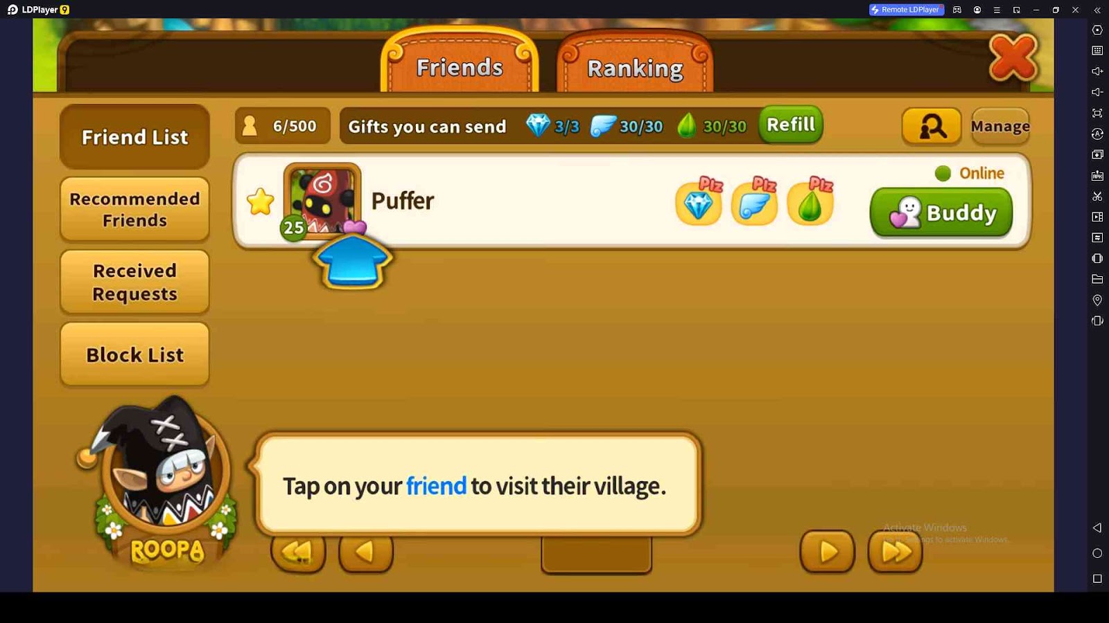 Add Friends and Visit their Villages