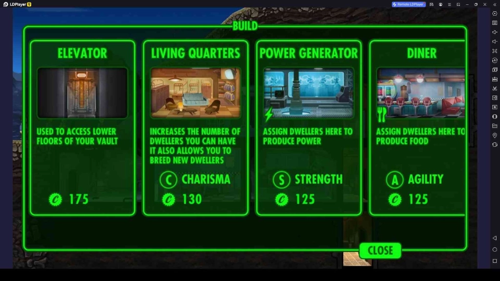 Build Rooms in the Vault and Upgrade Them