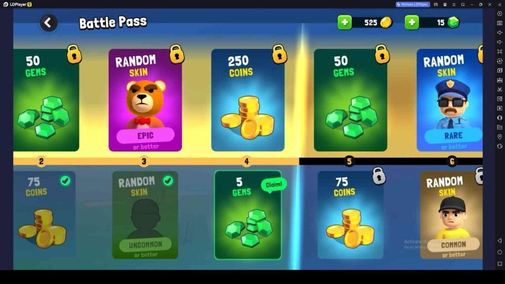 Claim Rewards from the Battle Pass in Battle Guys: Royale 