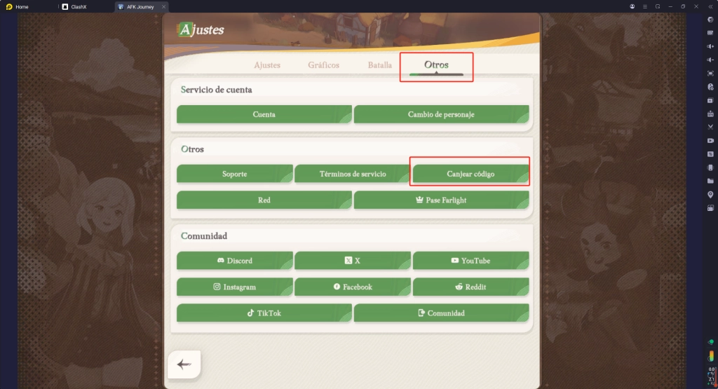 Actualización con códigos de juego en AFK Journey