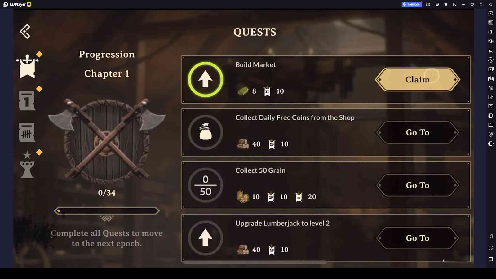 Complete Quests in Dawn of Ages: Medieval Games