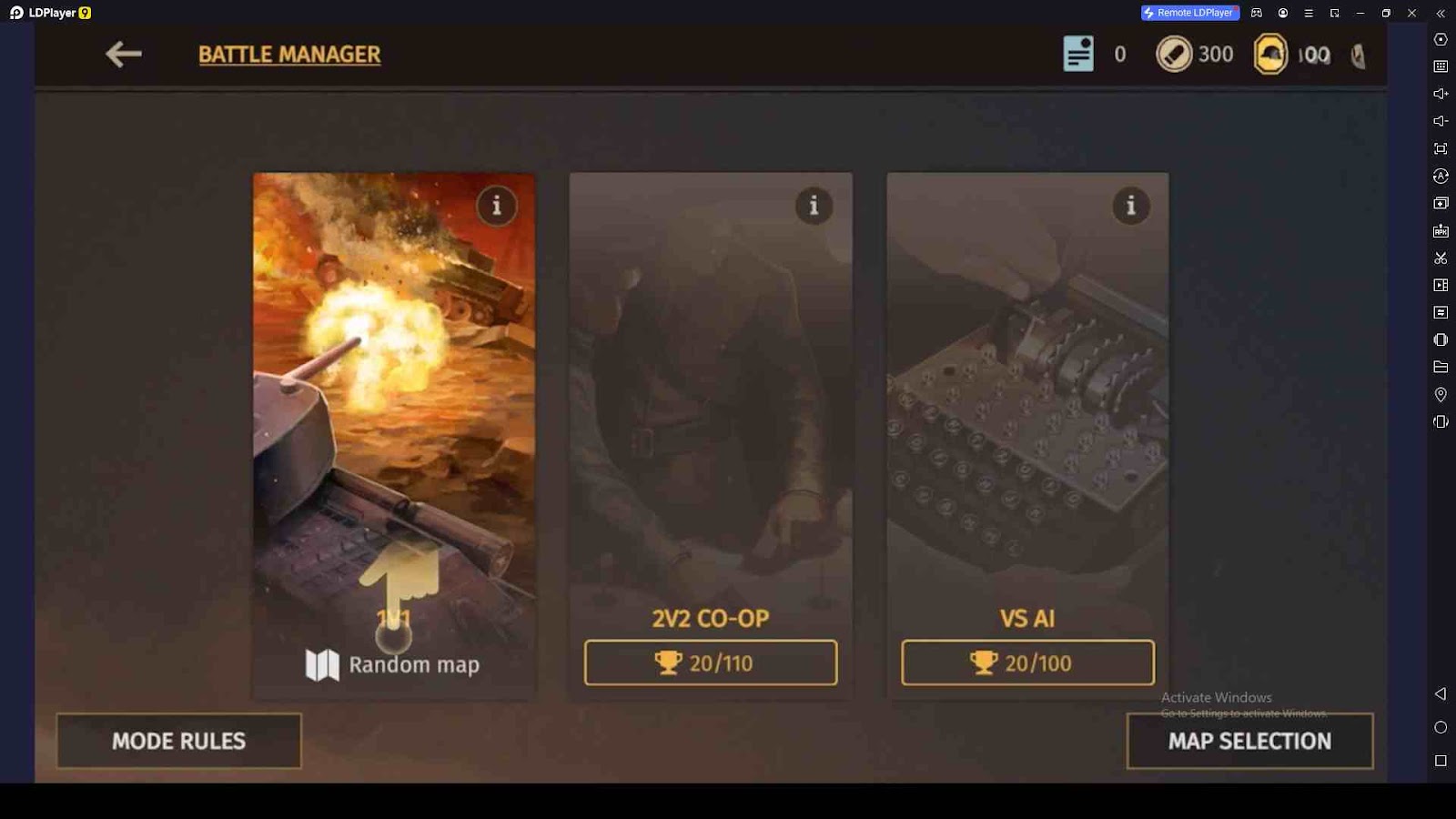 Choose a Battle Mode in World War Armies