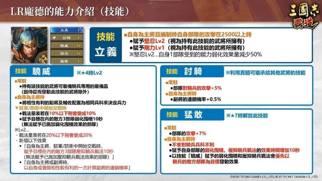 《三國志 霸道》全新武將LR龐德、LR廉頗登場！