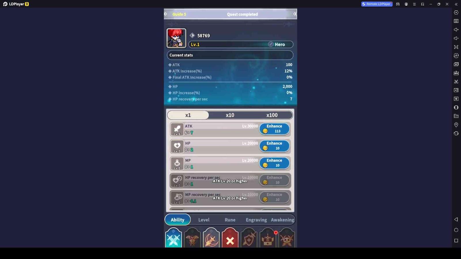 Growth System in Hero Raid : Idle RPG