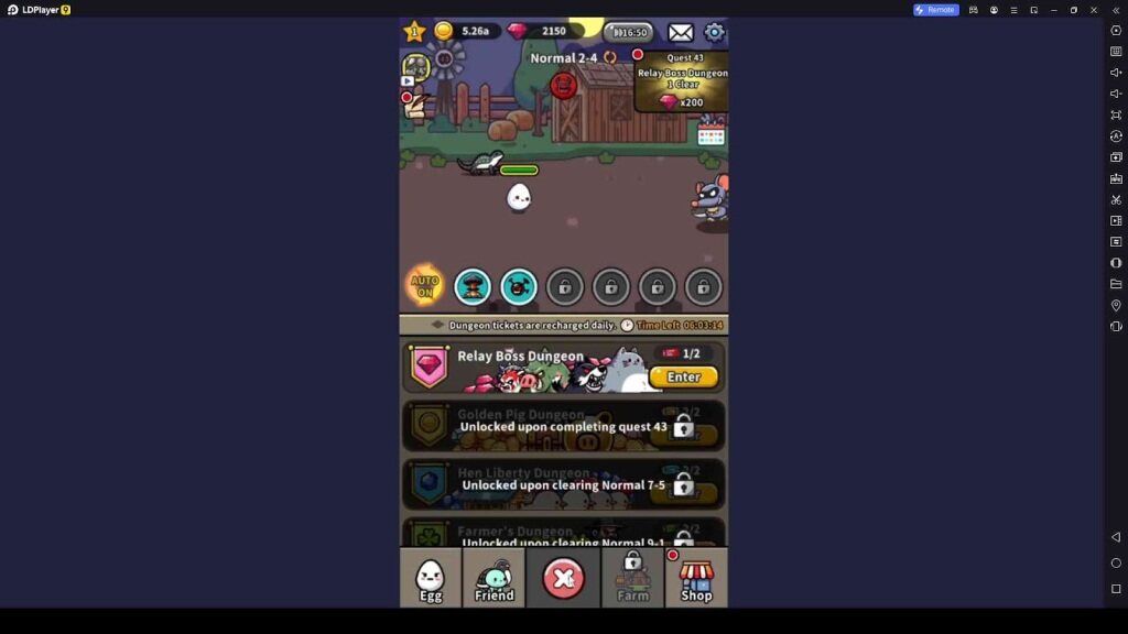 Participate in Dungeons in Legend of Egg : Idle RPG 